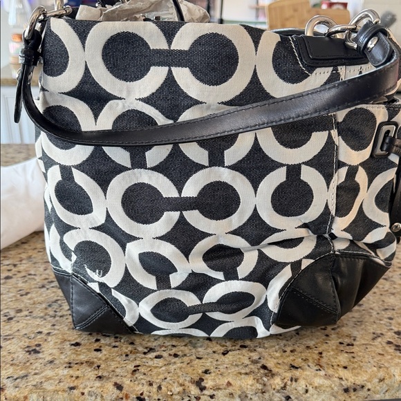 Coach Handbags - Coach Monochrome Floral Shoulder Bag